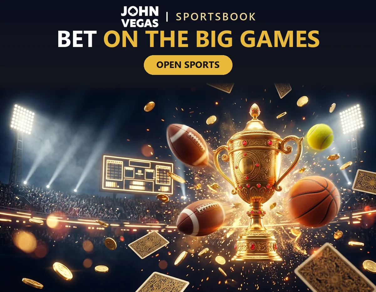 john-vegas-sportsbook-with-a-golden-trophy-and-sports-balls-in-a-stadium